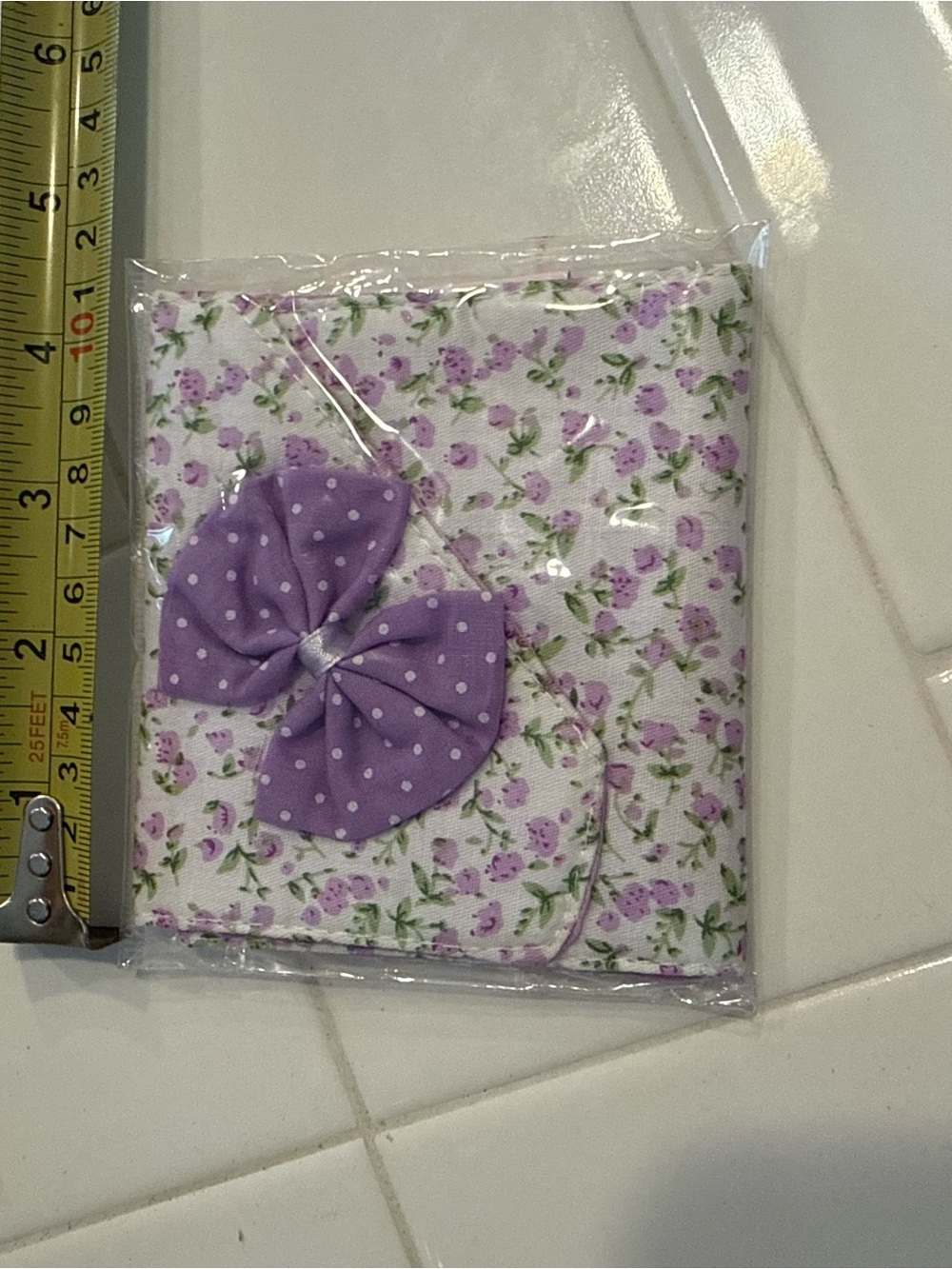Purple Floral Fabric Envelope Clutch with Bow - Picture 2 of 2